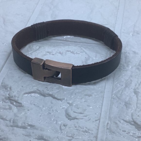 Stainless Steel Leather Bracelet Men's Leather Rope Wrist Bracelet - Picture 6 of 6